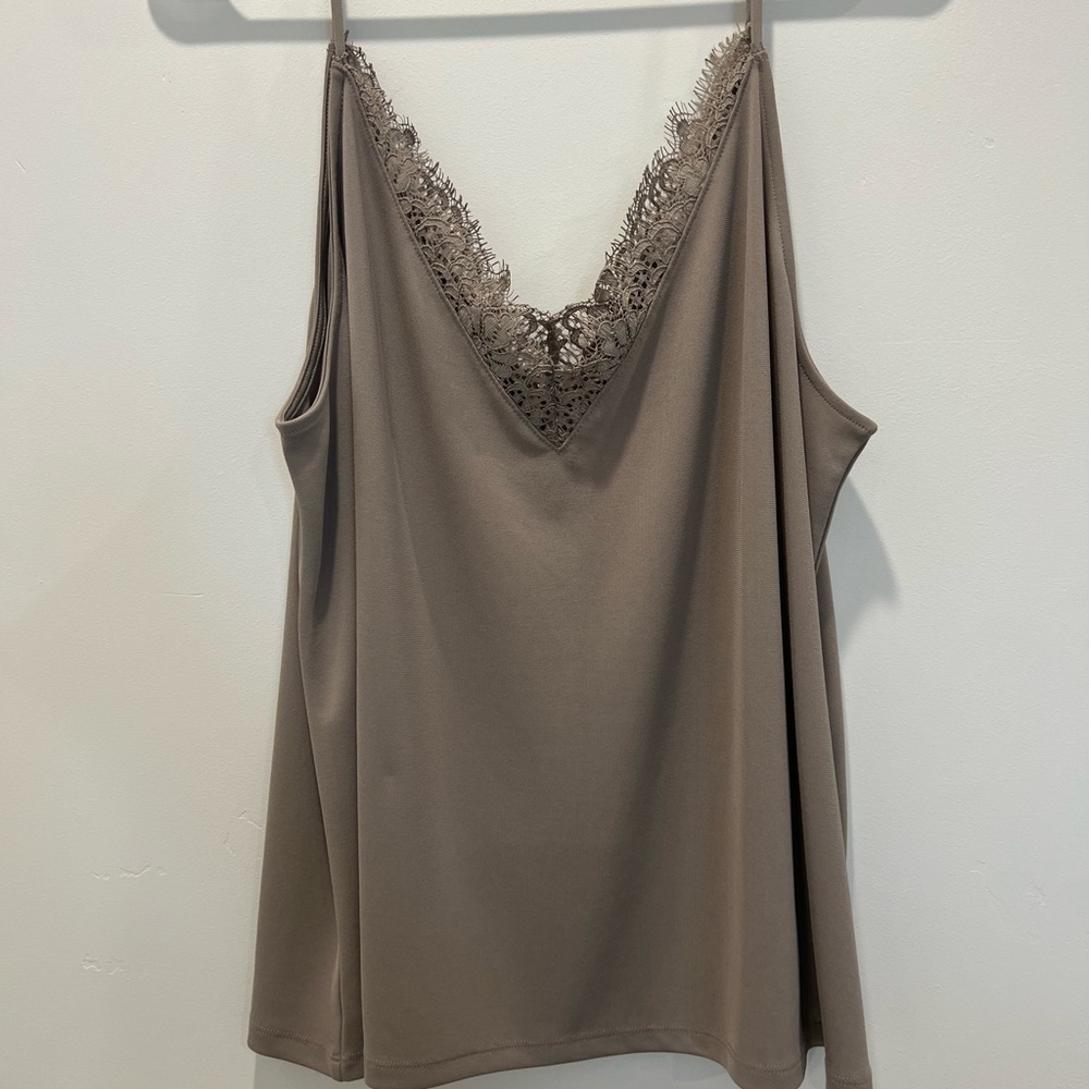 H&M Taupe Lace Detail Top